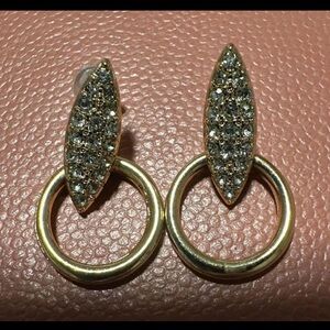 Target Gold Crystal Marquise Drop Hoop Earrings